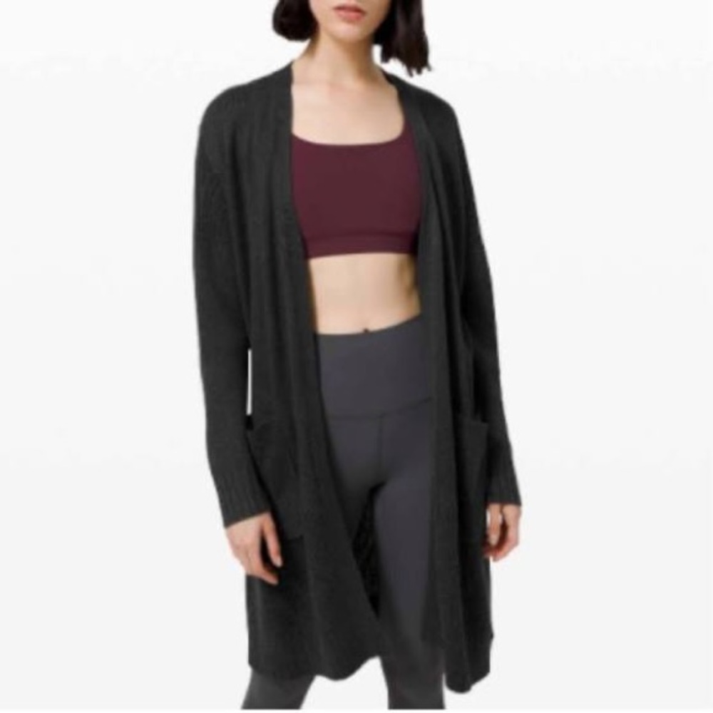 Lululemon athletic long black cardigan sweater